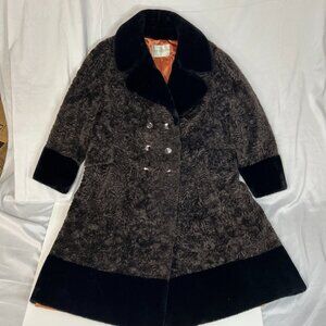 Vtg Lane Bryant Russel Taylor Curly Fur Women's Coat Penny Lane, Satin Lining